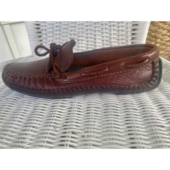 H S Trask Bozeman Montana Brown Leather Drivers Loafers Mens Size 8 1/2D - Picture 9 of 13